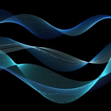 Beautiful waves bright design elements Stock Illustration