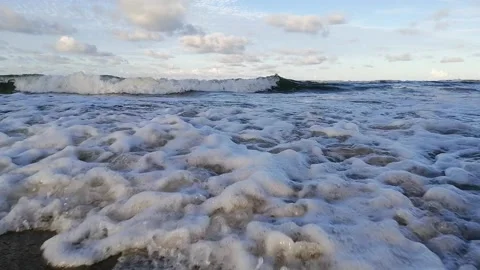 Beautiful waves close up at beach Stock Footage 171546732