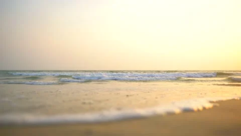 Beautiful waves coming in the goa beach at sun set time Stock Footage 216513818