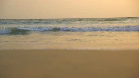 Beautiful waves coming in the goa beach Stock Footage 216514575