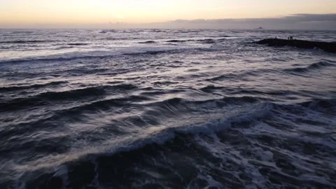 Beautiful Waves during Sunset at Costa da Caparica beach, Portugal Video stock 145560886