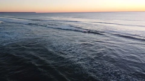 Beautiful Waves during Sunset at Costa da Caparica beach, Portugal Stock Footage 145975321