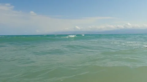 Beautiful waves with foam of blue Issyk-Kul Lake Stock Footage 246732241