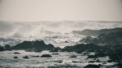 Beautiful waves on rock Stock Footage 131245078