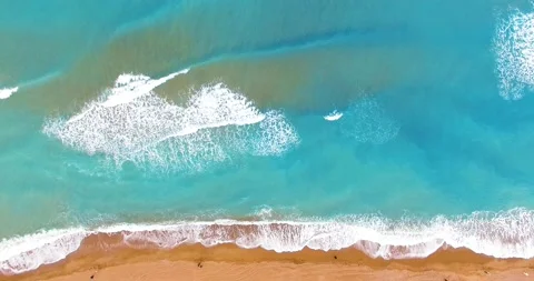 Beautiful Waves, Sandy Beach, 4k, Top Drone Shot Stock Footage 149854036