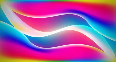 Beautiful wavy fluid light and rainbow gradient. Colorful abstract neon liq.. 스톡 일러스트