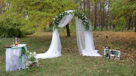Beautiful wedding arch Stock Footage 88175884