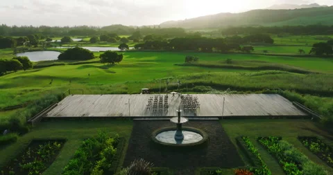 Beautiful wedding arch view from drone. High quality 4k footage Vídeos de archivo 198673777