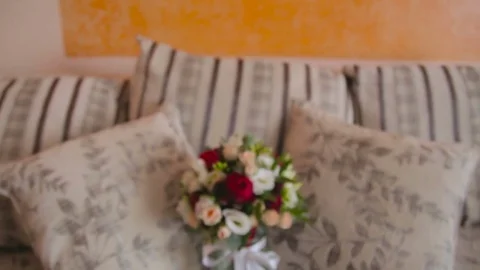 Beautiful wedding bouquet with roses Stock Footage 71079341