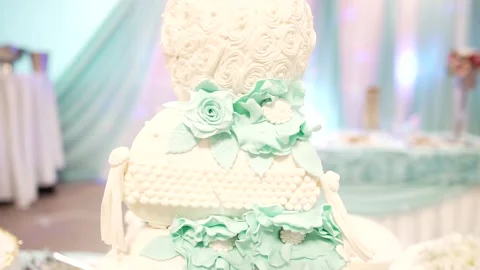 Beautiful wedding cake Stock Footage 143088891