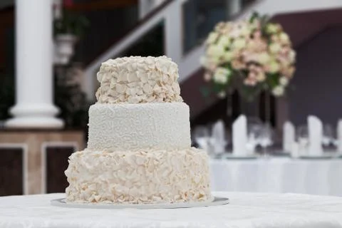 Beautiful wedding cake on the table Stock Photos