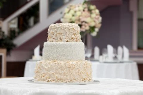 Beautiful wedding cake on the table Stock Photos