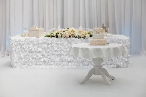 Beautiful wedding cake on the table Stock Photos