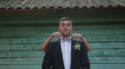 Beautiful Wedding couple has fun Stock Footage 33146186