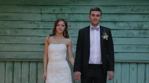 Beautiful Wedding couple has fun Stock Footage 33151442