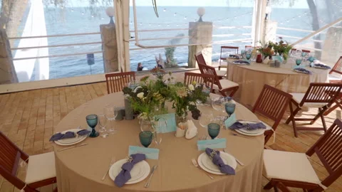 Beautiful wedding decor on the table Stock Footage 149778592