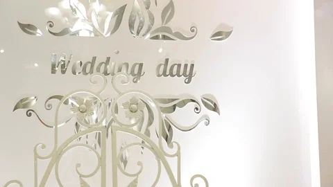 Beautiful Wedding decoration in the restaurant. Stock Footage 124595997