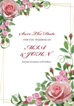 Beautiful wedding invitation design with floral motif Stock Photos