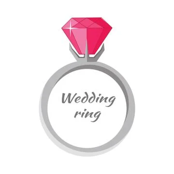 Beautiful Wedding Ring with Red Gemstone 스톡 일러스트
