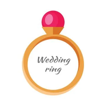 Beautiful Wedding Ring with Red Gemstone 스톡 일러스트