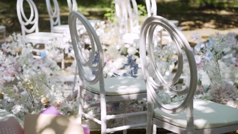 Beautiful wedding setup. Ceremony Wedding altar. Wedding ceremony. Stock Footage 248145942
