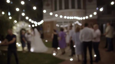Beautiful wedding setup at night. Stock Footage 167435947