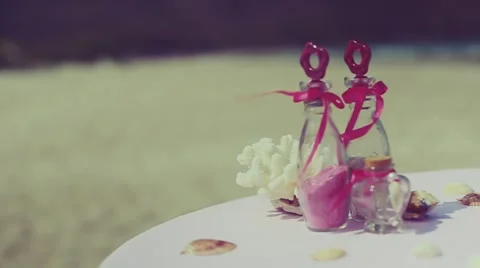 Beautiful wedding setup  on tropical beach background Stock Footage 54818517