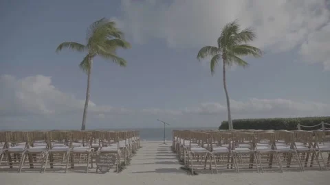 Beautiful wedding setup on tropical beach background Stock Footage 180512437