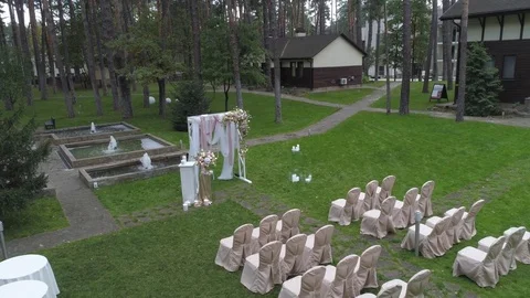 Beautiful wedding setupin forest Stock Footage 82047065