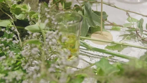 Beautiful wedding table setting groom sign Vídeo Stock 77831980