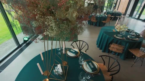 Beautiful wedding table. Wedding decorations Stock Footage 134825332