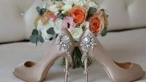 Beautiful weding shoes Stock Footage 104617012