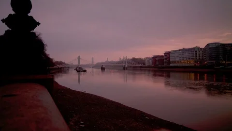 Beautiful West London sunrise timelapse over River Thames Stock Footage