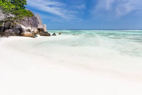 Beautiful white beach Anse Source D'Argent in La Digue, Seychelles with sceni Photos