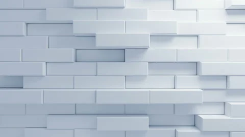 Beautiful White Bricks Moving in the Wall in Seamless 3d Animation. Abstract Stock Footage 90384913