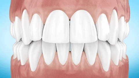 Beautiful White Clean Teeth Zoom Close Up 3d Animation. Stock Footage 80255583