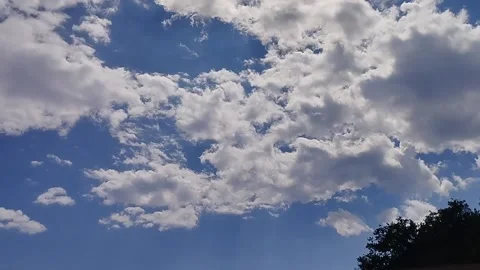 Beautiful white clouds on blue sky in sunny weather. Time-lapse. Stock-Footage 201475380
