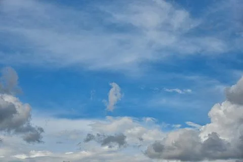 Beautiful white clouds on blue sky background. Stock Photos