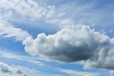 Beautiful white clouds on blue sky background. Stock Photos