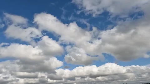 Beautiful White Clouds Floating Moving in The Blue Sky On A Sunny Day 2 Stock Footage 240128322