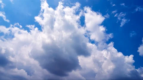 Beautiful white clouds move across the blue sky. Time Laps composition in motion Stock Footage 136772002