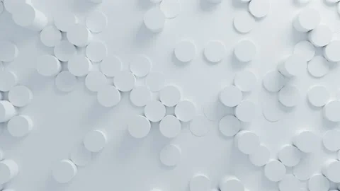 Beautiful White Cylinders on Surface Morphing in Seamless 3d Animation. Abstract Stock Footage 90457115