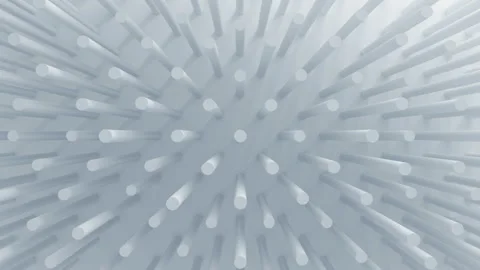 Beautiful White Cylinders on Surface Moving in Seamless 3d Animation. Abstract Stock Footage 90457112