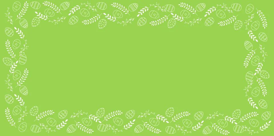Beautiful white frame with Easter eggs composition. Decorative element for .. イラスト素材