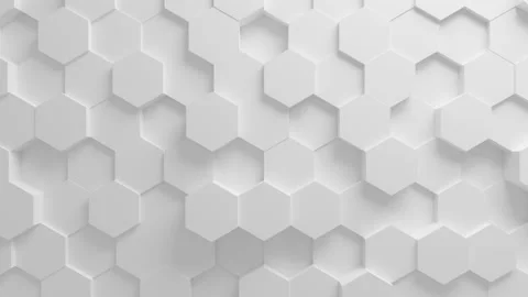 Beautiful White Hexagons on Surface Morphing in Seamless 3d Animation. Abstract Stock Footage 90457143
