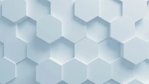 Beautiful White Hexagons on Surface Moving in Seamless 3d Animation. Abstract Video stock 90457147