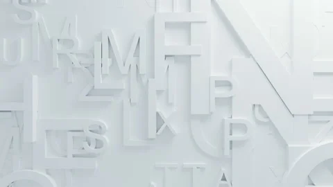 Beautiful White Letters on Surface Moving in Seamless 3d Animation. Abstract Stock-Footage 90457172