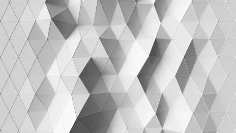 Beautiful white low poly surface morphing in abstract 3d animation. 3d illust Stock Illustration
