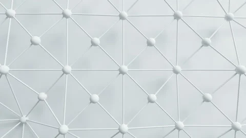 Beautiful White Network Grid with Lines and Spheres Morphing in Looped 3d Stock Footage 90385306