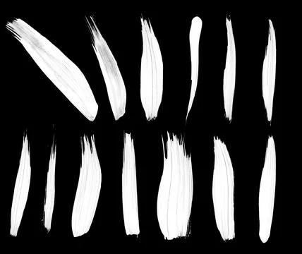 Beautiful white paint stroke brushes for painting Stock Photos